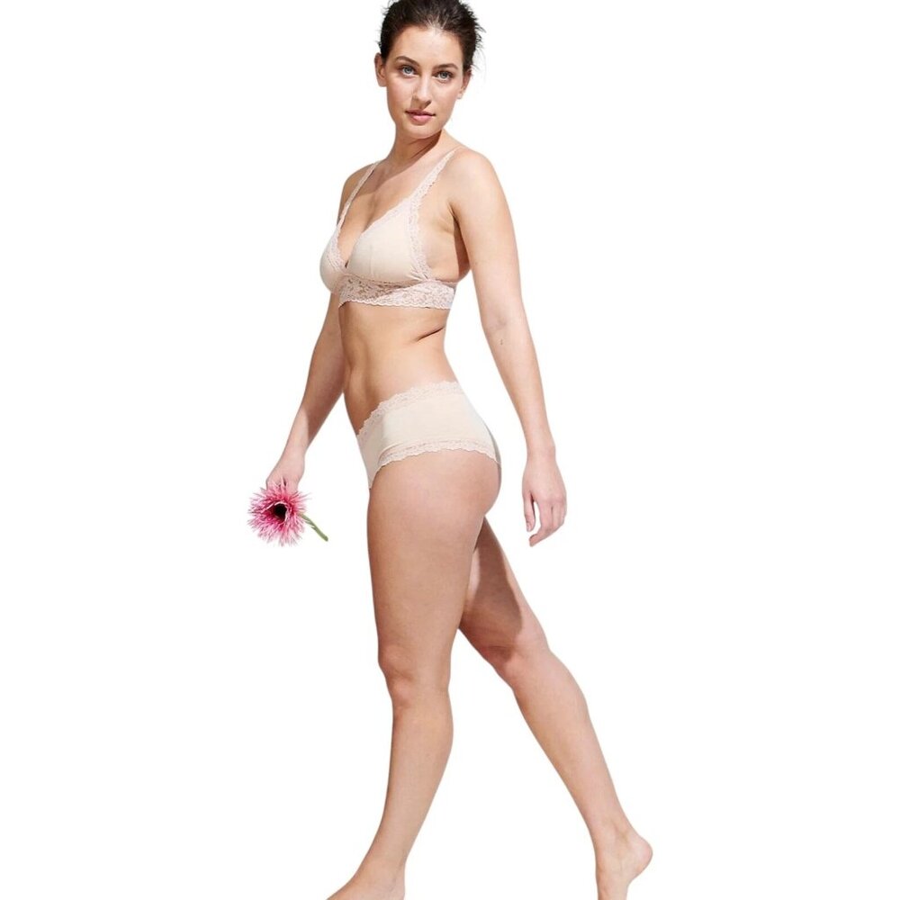 Hanky Panky Suprima Cotton Padded Lace Bralette in Chai $68 NWT Size Small - Picture 3 of 3